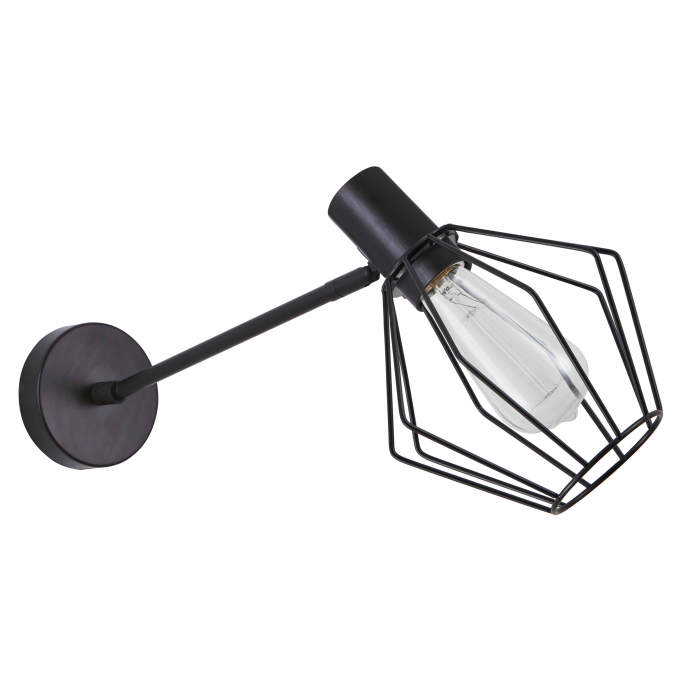 SE21-BL-22-GR1 ADEPT BLACK WALL LAMP BLACK METAL GRID+