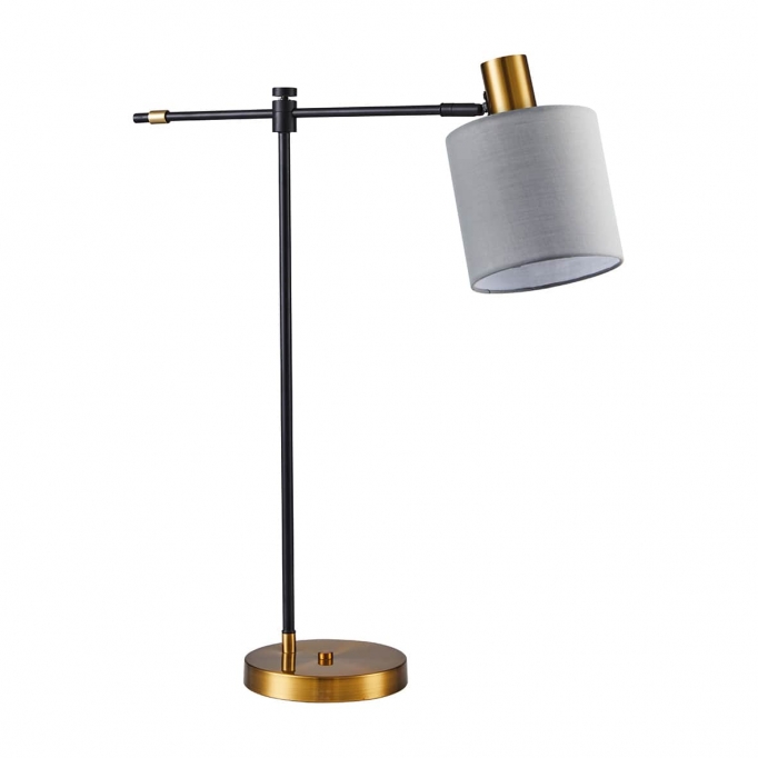 SE21-GM-36-SH1 ADEPT TABLE LAMP Gold Matt and Black Metal Table Lamp Grey Shade+