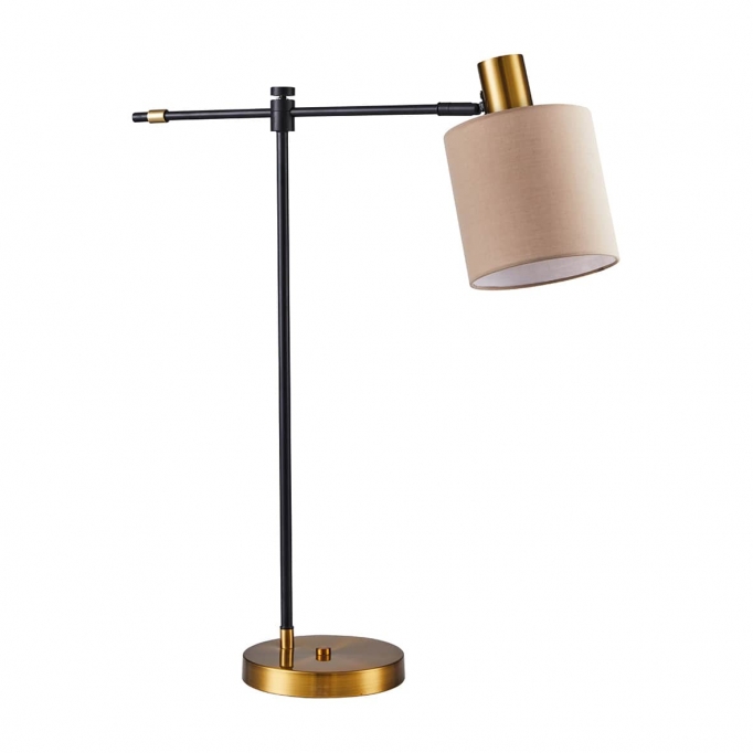 SE21-GM-36-SH3 ADEPT TABLE LAMP Gold Matt and Black Metal Table Lamp Brown Shade+