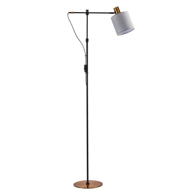 SE21-GM-39-SH1 ADEPT FLOOR LAMP Gold Matt and Black Metal Floor Lamp Grey Shade+