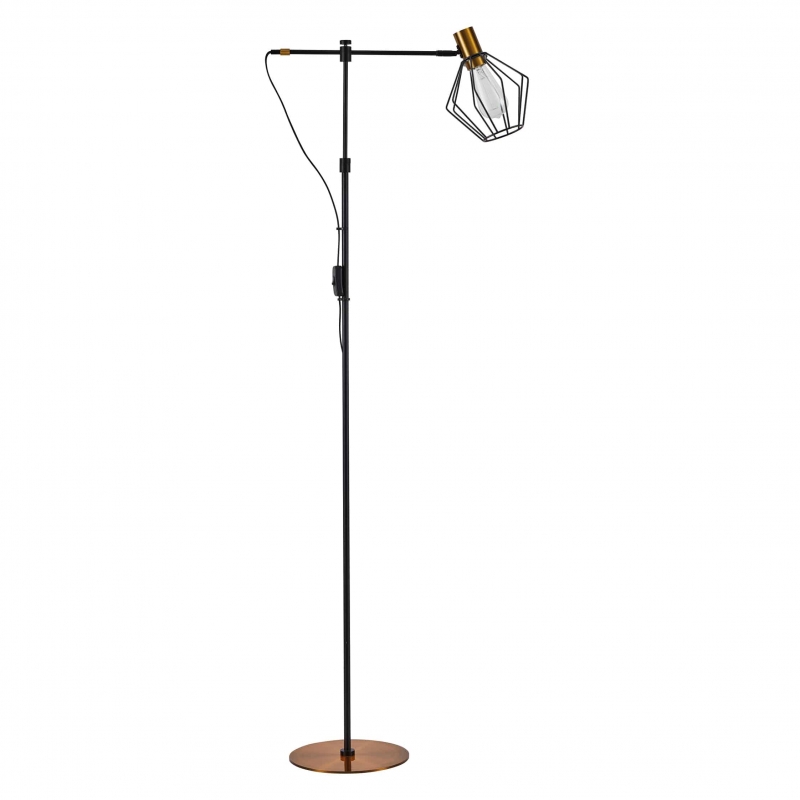 SE21-GM-39-GR1 ADEPT FLOOR LAMP Gold Matt and Black Metal Floor Lamp Black Metal Grid+