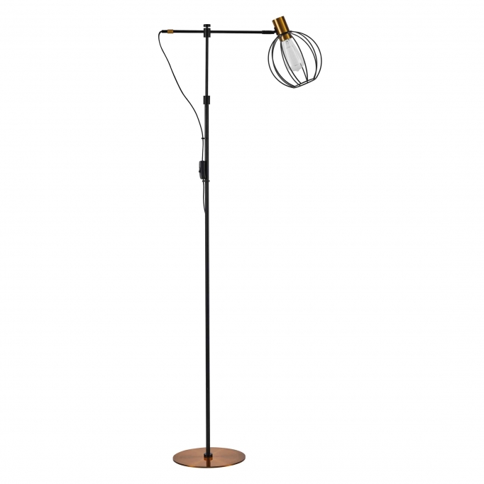 SE21-GM-39-GR2 ADEPT FLOOR LAMP Gold Matt and Black Metal Floor Lamp Black Metal Grid+