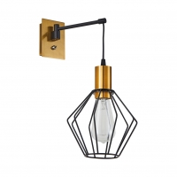 SE21-GM-9-GR1  ADEPT WALL LAMP Gold Matt and Black Metal Wall Lamp Black Metal Grid+