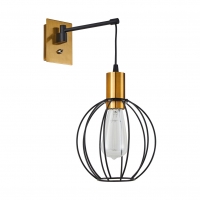 SE21-GM-9-GR2  ADEPT WALL LAMP Gold Matt and Black Metal Wall Lamp Black Metal Grid+