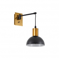 SE21-GM-9-MS3  ADEPT WALL LAMP Gold Matt and Black Metal Wall Lamp Black Metal Shade+