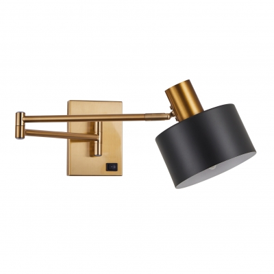 SE21-GM-52-MS1 ADEPT WALL LAMP Gold Matt Wall lamp with Switcher and Black Metal Shade+ SE21-GM-52-MS1 ADEPT WALL LAMP Gold Matt Wall lamp with Switcher and Black Metal Shade+