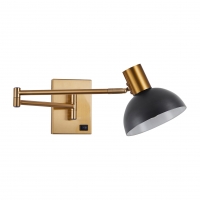 SE21-GM-52-MS3  ADEPT WALL LAMP Gold Matt Wall lamp with Switcher and Black Metal Shade+