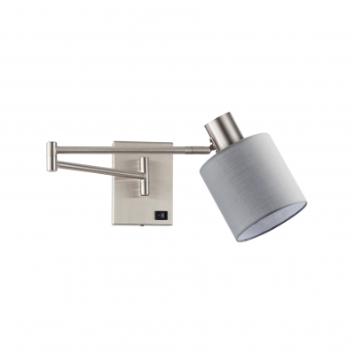 SE21-NM-52-SH2 ADEPT WALL LAMP Nickel Matt Wall lamp with Switcher and Grey Shade+ SE21-NM-52-SH2 ADEPT WALL LAMP Nickel Matt Wall lamp with Switcher and Grey Shade+