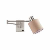 SE21-NM-52-SH3  ADEPT WALL LAMP Nickel Matt Wall lamp with Switcher and Brown Shade+