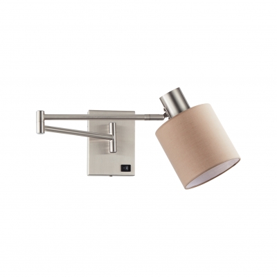SE21-NM-52-SH3 ADEPT WALL LAMP Nickel Matt Wall lamp with Switcher and Brown Shade+ SE21-NM-52-SH3 ADEPT WALL LAMP Nickel Matt Wall lamp with Switcher and Brown Shade+