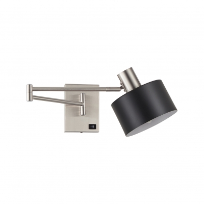 SE21-NM-52-MS1 ADEPT WALL LAMP Nickel Matt Wall lamp with Switcher and Black Metal Shade+ SE21-NM-52-MS1 ADEPT WALL LAMP Nickel Matt Wall lamp with Switcher and Black Metal Shade+