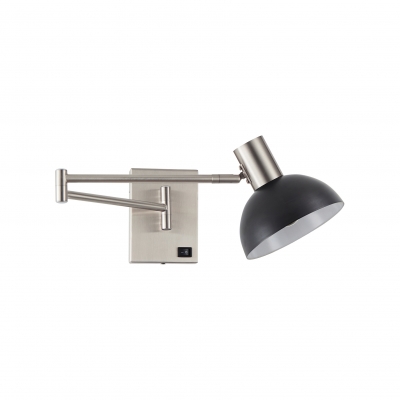 SE21-NM-52-MS3 ADEPT WALL LAMP Nickel Matt Wall lamp with Switcher and Black Metal Shade+ SE21-NM-52-MS3 ADEPT WALL LAMP Nickel Matt Wall lamp with Switcher and Black Metal Shade+