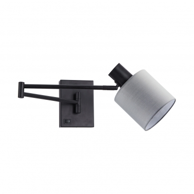 SE21-BL-52-SH2 ADEPT WALL LAMP Black Wall Lamp with Switcher and Grey Shade+ SE21-BL-52-SH2 ADEPT WALL LAMP Black Wall Lamp with Switcher and Grey Shade+