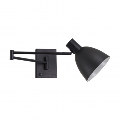SE21-BL-52-MS2 ADEPT WALL LAMP Black Wall Lamp with Switcher and Black Metal Shade+ SE21-BL-52-MS2 ADEPT WALL LAMP Black Wall Lamp with Switcher and Black Metal Shade+