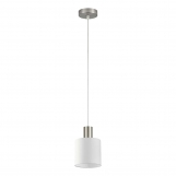 SE21-NM-4-SH1 ADEPT TUBE Nickel Matt Pendant White Fabric Shade+