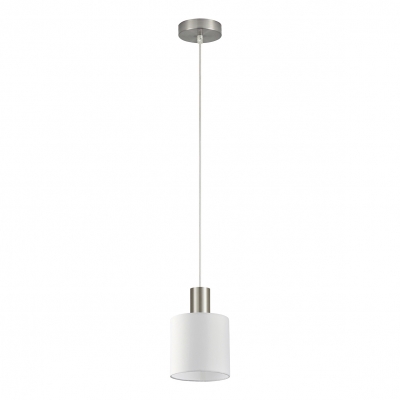 SE21-NM-4-SH1 ADEPT TUBE Nickel Matt Pendant White Fabric Shade+