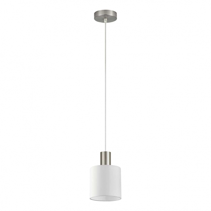 SE21-NM-4-SH1 ADEPT TUBE Nickel Matt Pendant White Fabric Shade+