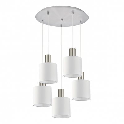 SE21-NM-4-5NM-SH1 ADEPT TUBE Nickel Matt Pendant White Fabric Shade+