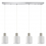 SE21-NM-4-4NM-SH1 ADEPT TUBE Nickel Matt Pendant White Fabric Shade+