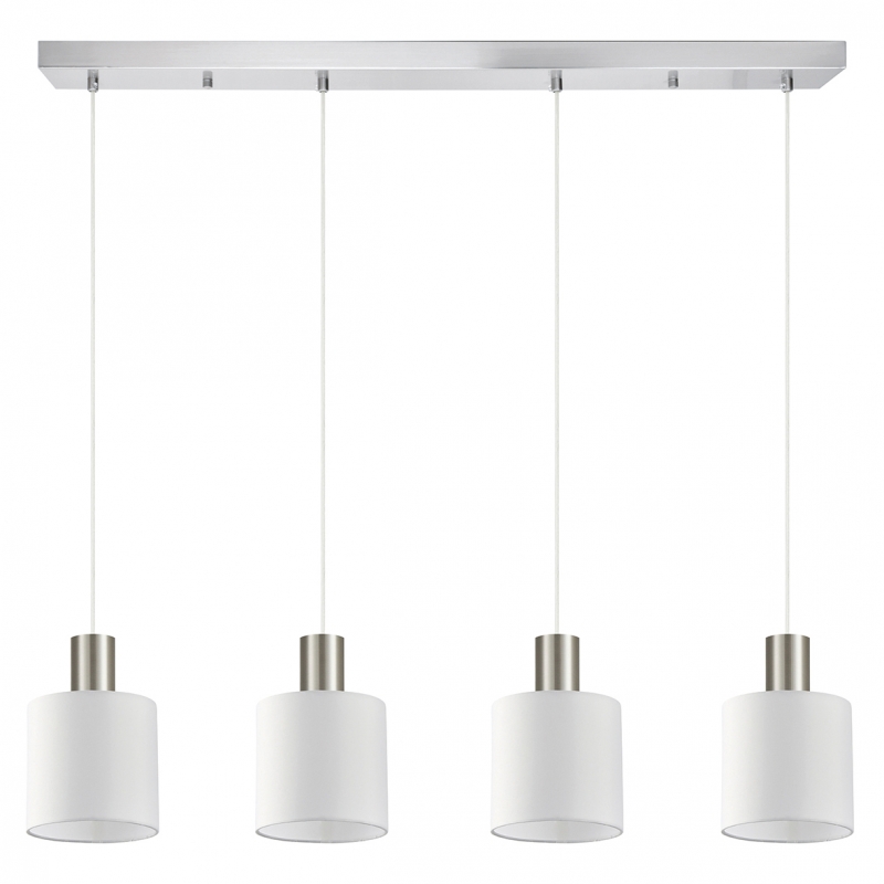 SE21-NM-4-4NM-SH1 ADEPT TUBE Nickel Matt Pendant White Fabric Shade+ SE21-NM-4-4NM-SH1 ADEPT TUBE Nickel Matt Pendant White Fabric Shade+