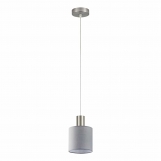 SE21-NM-4-SH2 ADEPT TUBE Nickel Matt Pendant Grey Fabric Shade+