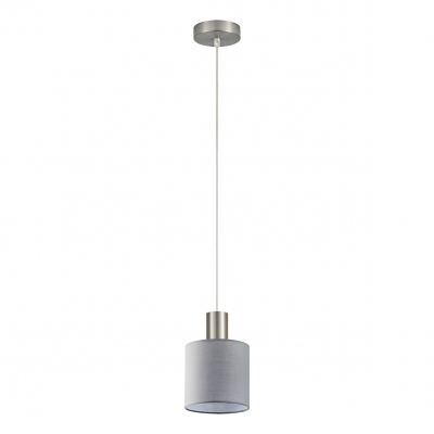 SE21-NM-4-SH2 ADEPT TUBE Nickel Matt Pendant Grey Fabric Shade+