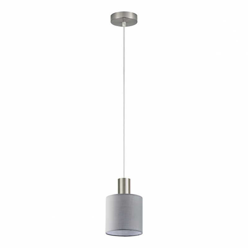 SE21-NM-4-SH2 ADEPT TUBE Nickel Matt Pendant Grey Fabric Shade+ SE21-NM-4-SH2 ADEPT TUBE Nickel Matt Pendant Grey Fabric Shade+