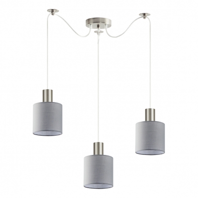 SE21-NM-4-NM3-SH2 ADEPT TUBE Nickel Matt Pendant Grey Fabric Shade+