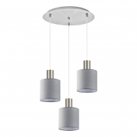 SE21-NM-4-3NM-SH2 ADEPT TUBE Nickel Matt Pendant Grey Fabric Shade+ SE21-NM-4-3NM-SH2 ADEPT TUBE Nickel Matt Pendant Grey Fabric Shade+