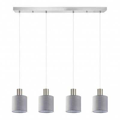 SE21-NM-4-4NM-SH2 ADEPT TUBE Nickel Matt Pendant Grey Fabric Shade+