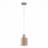 SE21-NM-4-SH3 ADEPT TUBE Nickel Matt Pendant Brown Fabric Shade+