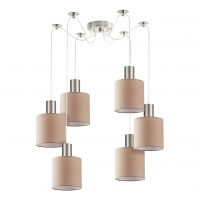 SE21-NM-4-NM6-SH3 ADEPT TUBE Nickel Matt Pendant Brown Fabric Shade+ SE21-NM-4-NM6-SH3 ADEPT TUBE Nickel Matt Pendant Brown Fabric Shade+