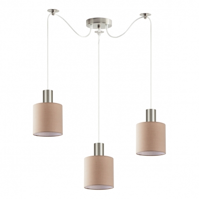 SE21-NM-4-NM3-SH3 ADEPT TUBE Nickel Matt Pendant Brown Fabric Shade+