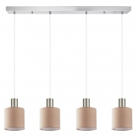 SE21-NM-4-4NM-SH3 ADEPT TUBE Nickel Matt Pendant Brown Fabric Shade+ SE21-NM-4-4NM-SH3 ADEPT TUBE Nickel Matt Pendant Brown Fabric Shade+