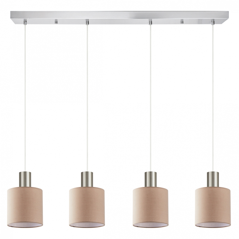 SE21-NM-4-4NM-SH3 ADEPT TUBE Nickel Matt Pendant Brown Fabric Shade+ SE21-NM-4-4NM-SH3 ADEPT TUBE Nickel Matt Pendant Brown Fabric Shade+