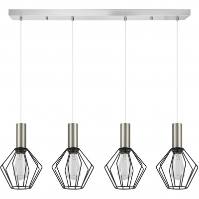 SE21-NM-4-4NM-GR1 ADEPT TUBE Nickel Matt Pendant Black Metal Grid+