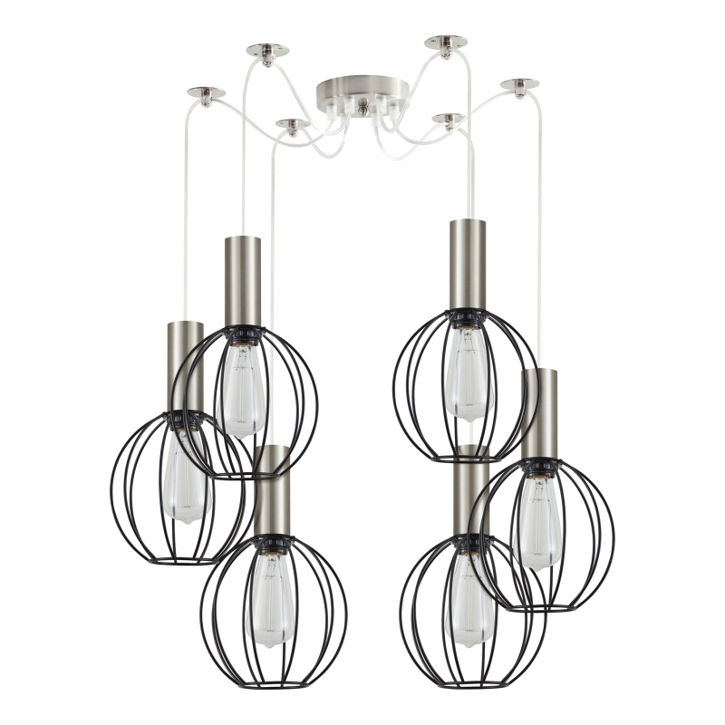 SE21-NM-4-NM6-GR2 ADEPT TUBE Nickel Matt Pendant Black Metal Grid+ SE21-NM-4-NM6-GR2 ADEPT TUBE Nickel Matt Pendant Black Metal Grid+