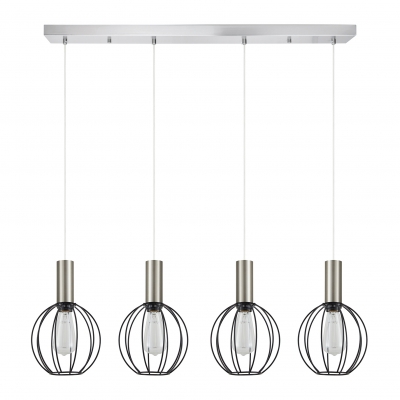 SE21-NM-4-4NM-GR2 ADEPT TUBE Nickel Matt Pendant Black Metal Grid+