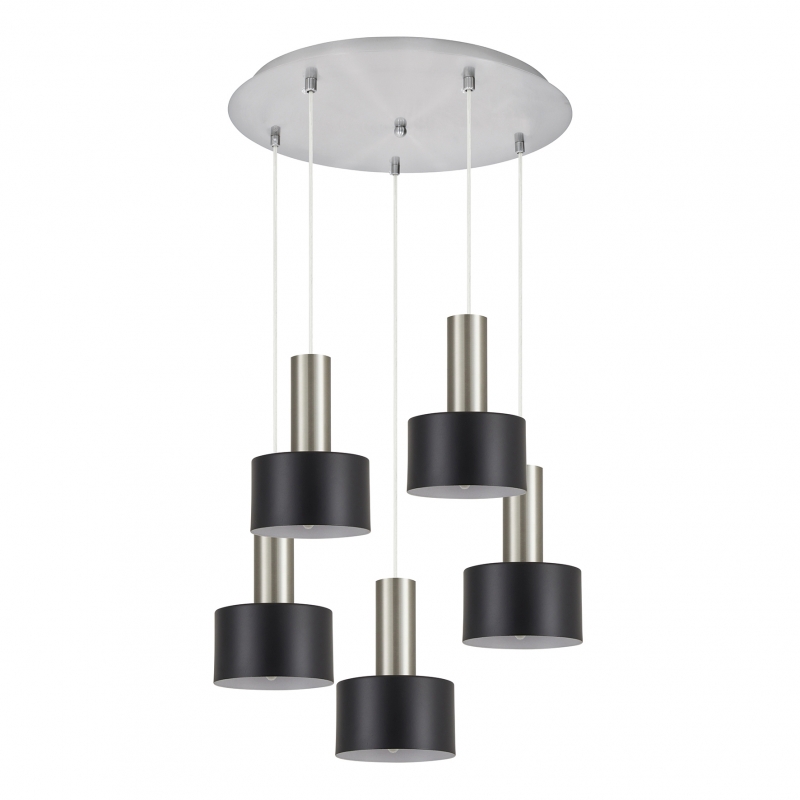 SE21-NM-4-5NM-MS1 ADEPT TUBE Nickel Matt Pendant Black Metal Shade+ SE21-NM-4-5NM-MS1 ADEPT TUBE Nickel Matt Pendant Black Metal Shade+
