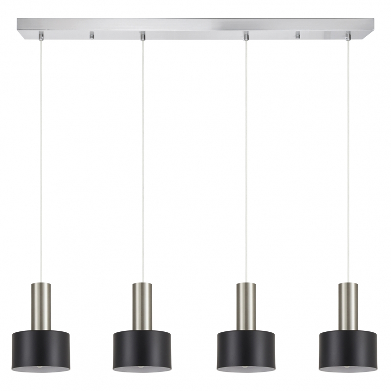 SE21-NM-4-4NM-MS1 ADEPT TUBE Nickel Matt Pendant Black Metal Shade+ SE21-NM-4-4NM-MS1 ADEPT TUBE Nickel Matt Pendant Black Metal Shade+