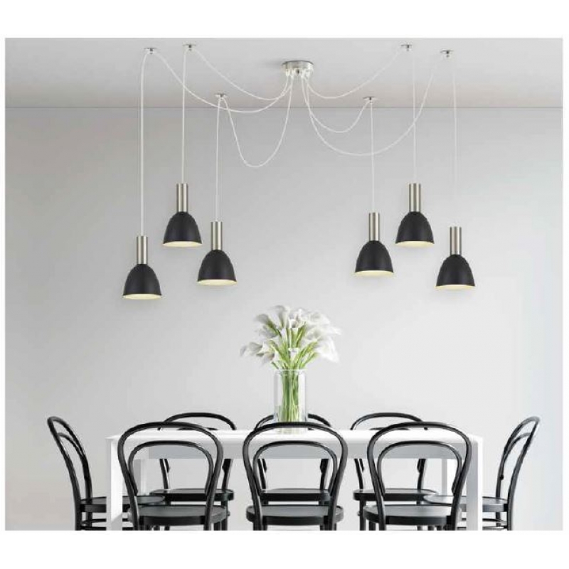 SE21-NM-4-NM6-MS2 ADEPT TUBE Nickel Matt Pendant Black Metal Shade+ SE21-NM-4-NM6-MS2 ADEPT TUBE Nickel Matt Pendant Black Metal Shade+