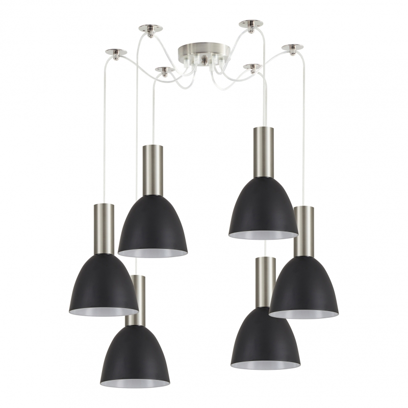 SE21-NM-4-NM6-MS2 ADEPT TUBE Nickel Matt Pendant Black Metal Shade+ SE21-NM-4-NM6-MS2 ADEPT TUBE Nickel Matt Pendant Black Metal Shade+