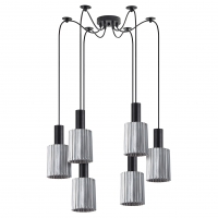 SE21-BL-4-BL6-GL1 ADEPT TUBE Black Pendant Smoked Glass+ SE21-BL-4-BL6-GL1 ADEPT TUBE Black Pendant Smoked Glass+