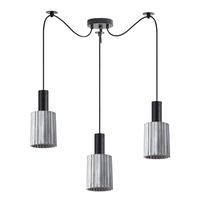 SE21-BL-4-BL3-GL1 ADEPT TUBE Black Pendant Smoked Glass+