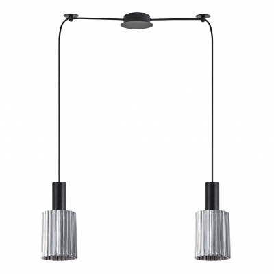 SE21-BL-4-BL2-GL1 ADEPT TUBE Black Pendant Smoked Glass+