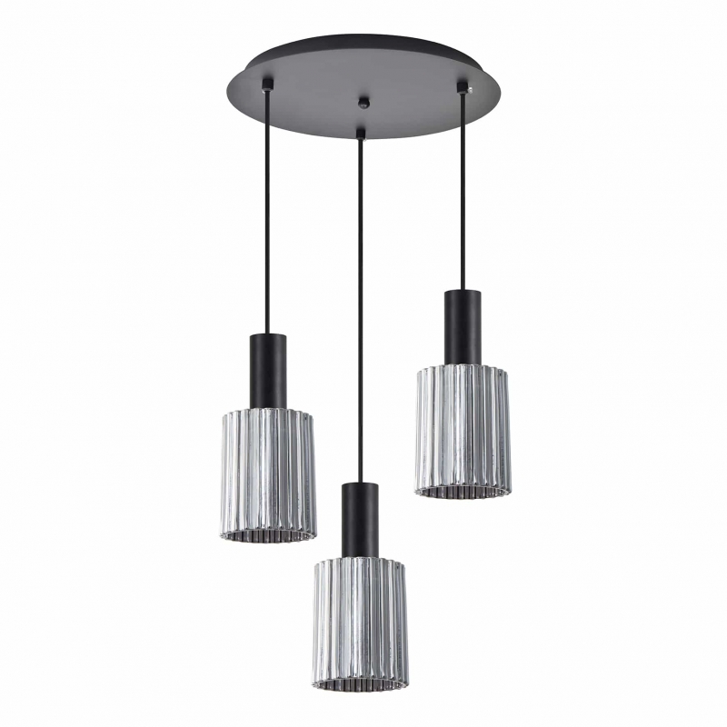 SE21-BL-4-3BL-GL1 ADEPT TUBE Black Pendant Smoked Glass+