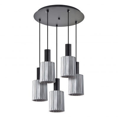 SE21-BL-4-5BL-GL1 ADEPT TUBE Black Pendant Smoked Glass+ SE21-BL-4-5BL-GL1 ADEPT TUBE Black Pendant Smoked Glass+