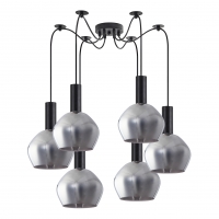 SE21-BL-4-BL6-GL2 ADEPT TUBE Black Pendant Smoked Glass+ SE21-BL-4-BL6-GL2 ADEPT TUBE Black Pendant Smoked Glass+