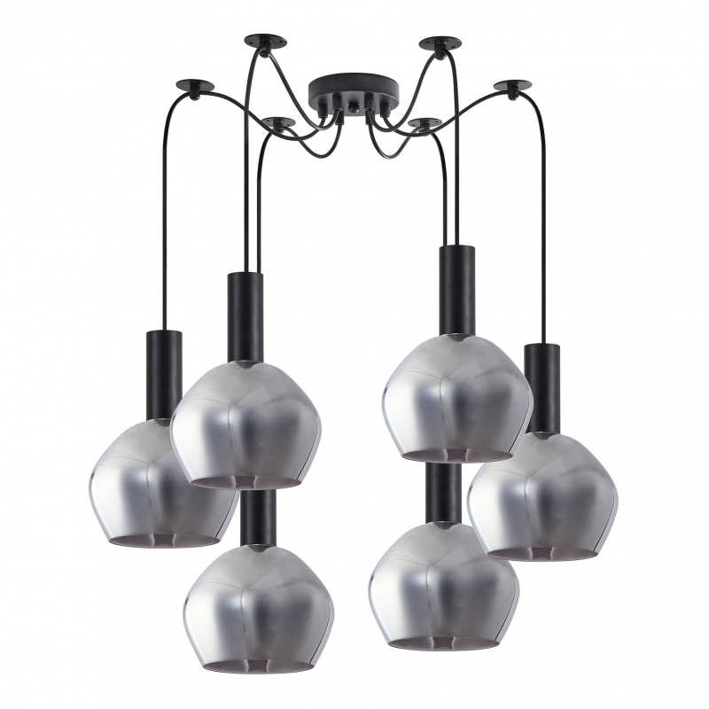 SE21-BL-4-BL6-GL2 ADEPT TUBE Black Pendant Smoked Glass+ SE21-BL-4-BL6-GL2 ADEPT TUBE Black Pendant Smoked Glass+