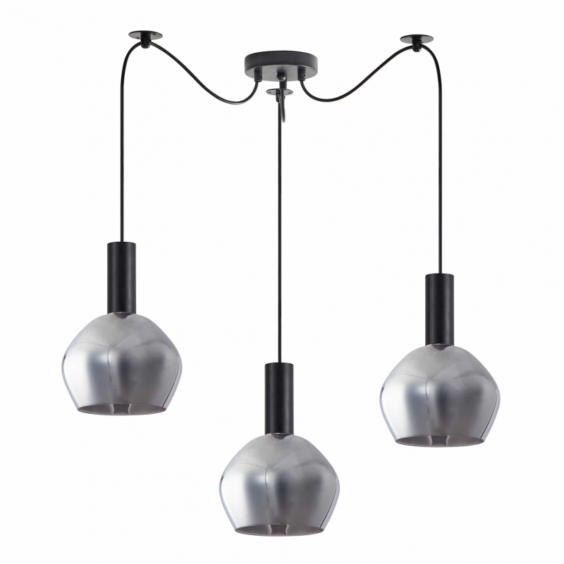 SE21-BL-4-BL3-GL2 ADEPT TUBE Black Pendant Smoked Glass+